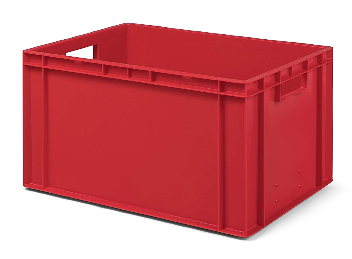 1a-TopStore 3 Stk. Transport-Stapelkasten TK632-0, rot, 600x400x320 mm (LxBxH), aus PP, Volumen: 61 Liter, Traglast: 60 kg, lebensmittelecht, made in Germany, Industriequalität