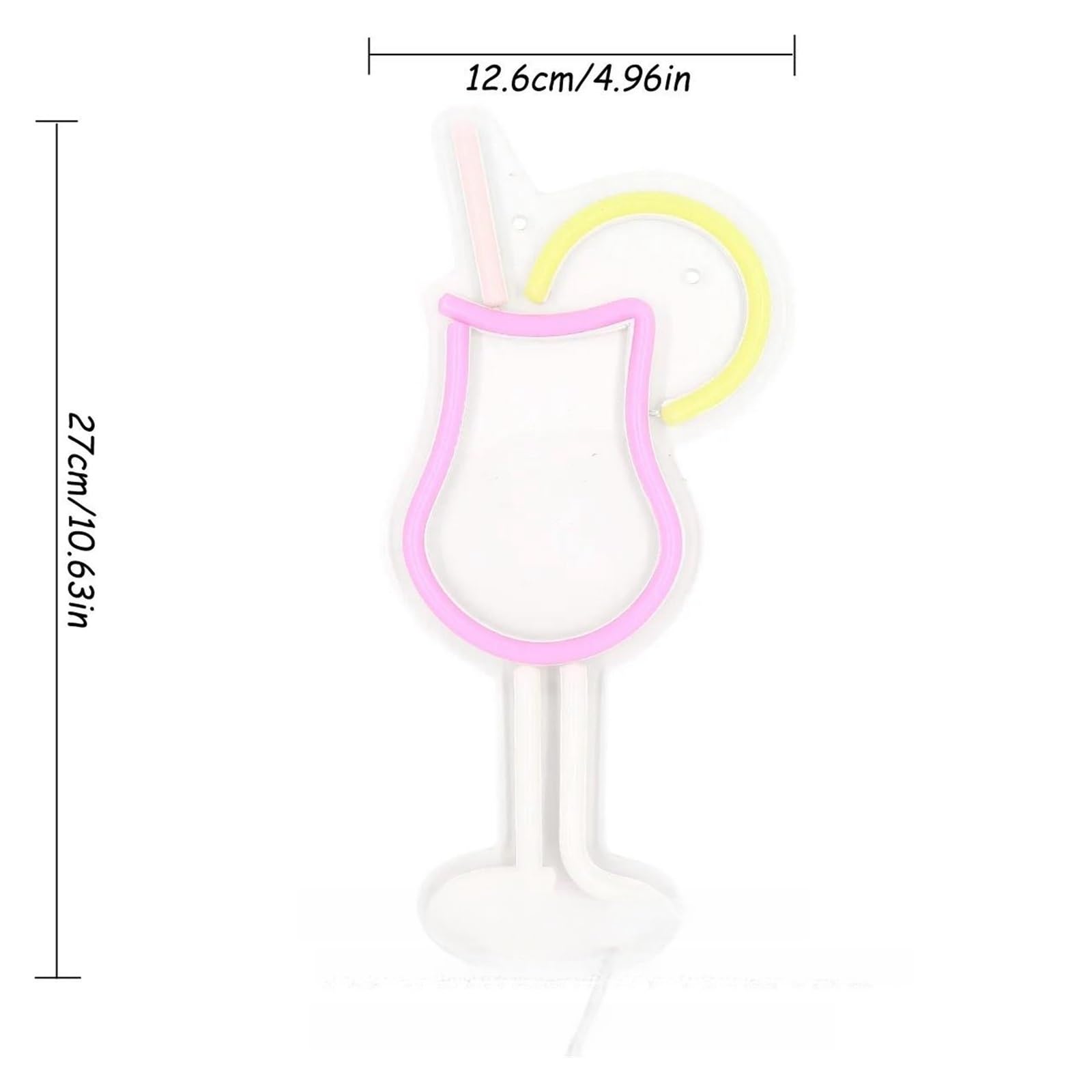 Bicchiere da cocktail con limone per insegna al per neon per luce per dimmerabile alimentazione per neon