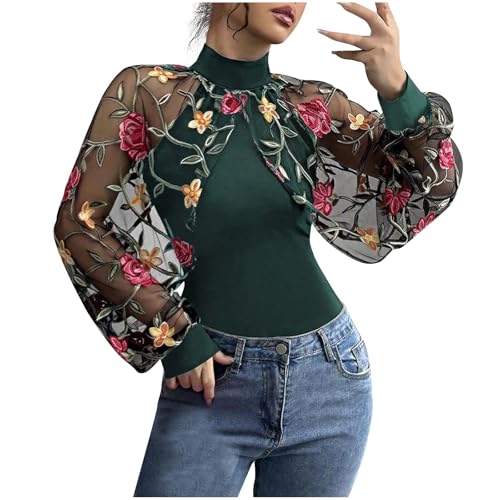 Juniors Boat Neck Lace Tops Blouses for Women Long Sleeve Flower Print Summer Fall Shirts 2025 Fashion Y2K