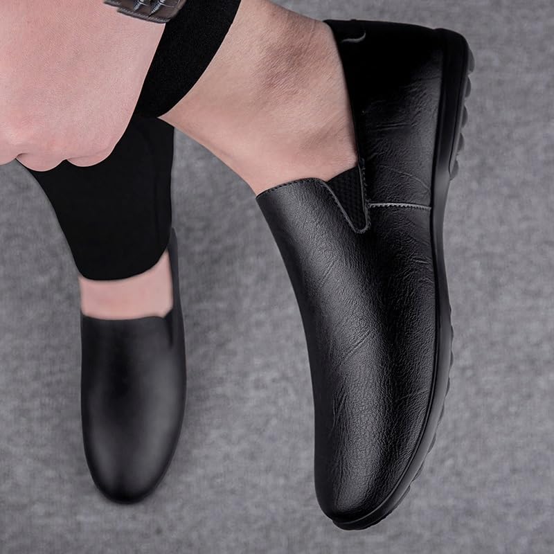 Summer Soft Leather Shoes New Soft Sole Lightweight Bean Shoes Slip On Breathable Casual Business Shoes Male Low Top Driving Flats2