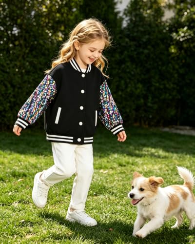 Image of Cromoncent Kids Varsity Baseball Jacket Colorblock Bomber Coat Unisex Boys Girls School Outwear, 18 Months - 14 Years