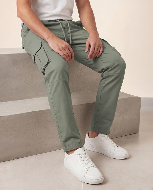 Image of WarriorWorld Men's Cotton Cargo Joggers - Greige