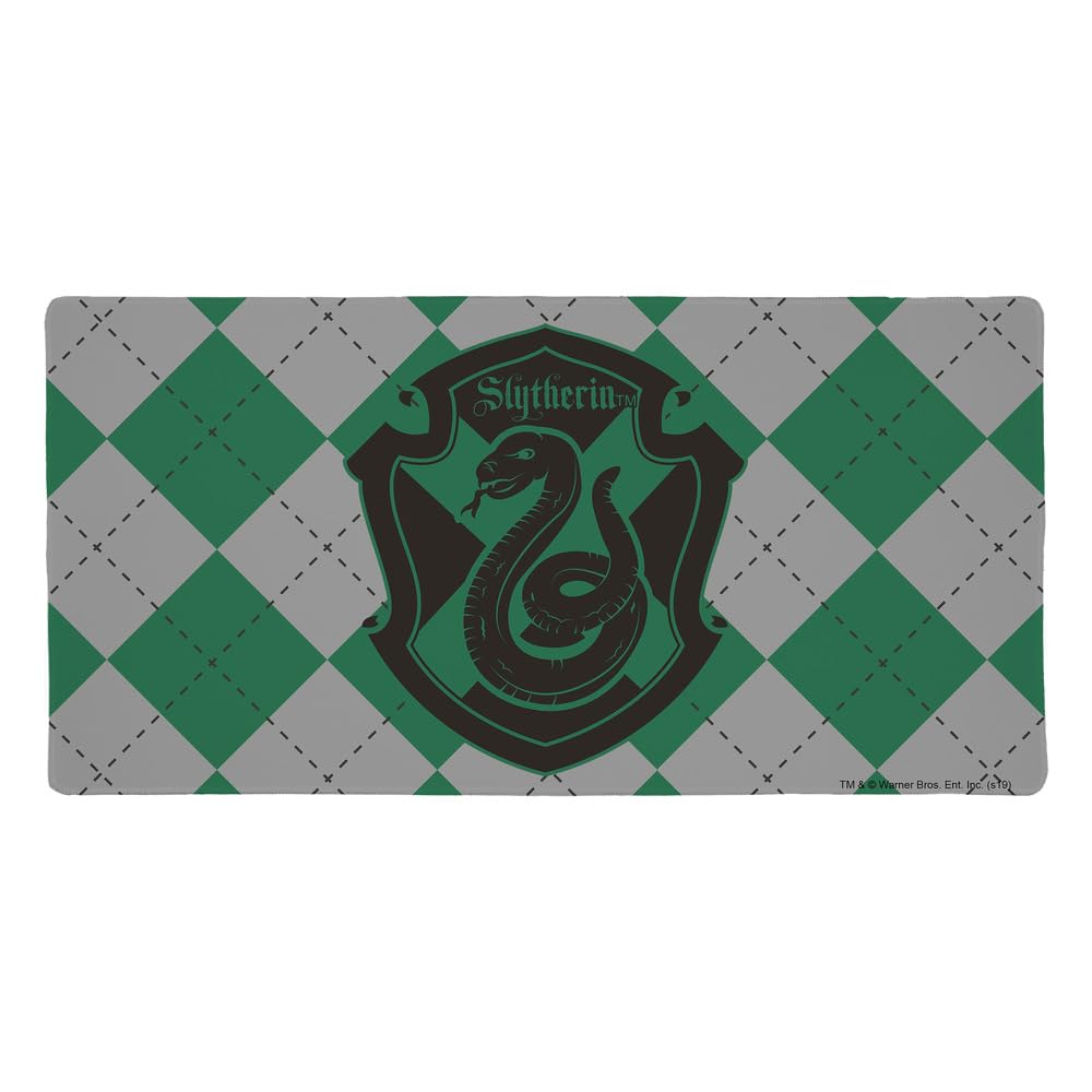 Harry Potter Slytherin Plaid Sigil Large Gaming Mouse Pad Desk Mat with Stitched Edges, Non-Slip Base for Gamer, Home and Office, 31.5 x 15.7