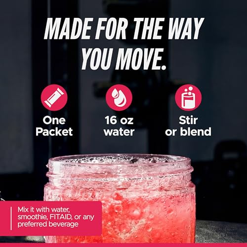 Image of LIFEAID FITAID Hydrate Clean Electrolyte Mix, Zero Sugar, Balanced Electrolyte Ratios: 600mg Sodium, 500mg Potassium, 125mg Magnesium, Pink Lemonade, for Exercise & Active Hydration, 30 Sticks