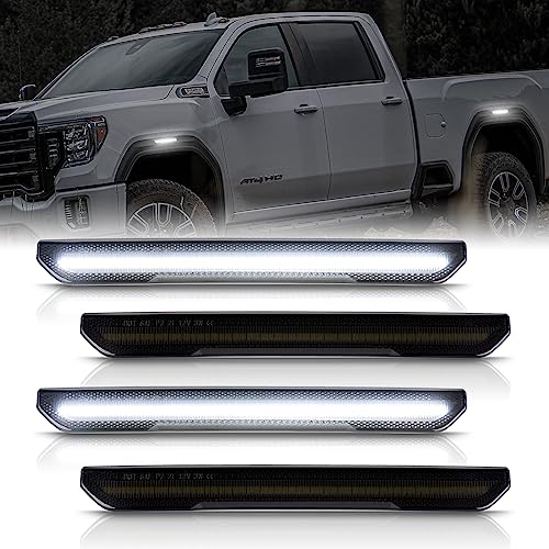 POPMOTORZ 4PCS LED Fender Side Marker Light for 2020-2023 GMC Sierra 2500HD 3500HD Pickup Truck Fender Turn Signal Indicator Light Replace OEM Side Marker lamp