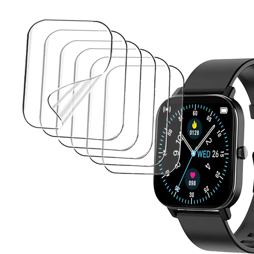 smaate Screen Protector Compatible with FirYawee P9 1.55 inch Smartwatch, Soft TPU, 6-Pack, Bubble Self-healing, Full coverage, Anti-scratch, High-Transparency
