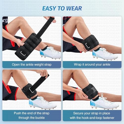 Image of Physiogears Adjustable Ankle /Wrist Weight Cuff 0.5-5 kg - Single Piece for Fitness, Walking, Running & Strength Training- Variations (Black, 1,2,3,4,5 Kg)