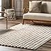 nuLOOM Jeni Solid Faux Rabbit Machine Washable Area Rug - 5x8 Machine Washable Area Rug Casual Beige Rugs for Living Room Bedroom Dining Room Kitchen
