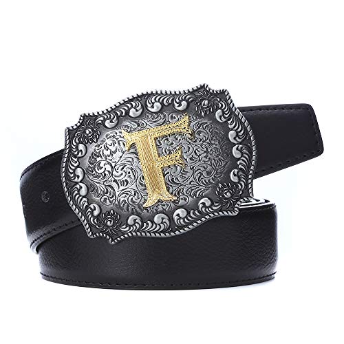 Image of HUABOLA CALYN Belt Buckle Men, Western Cowboy Rodeo Small Alphabet Letter ABCDMRJ to Z Initial Belt Buckles for Women