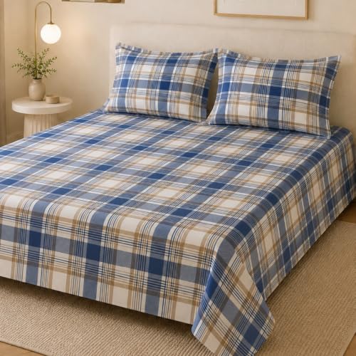 Image of LANE LINEN Symphony 100% Cotton 144TC Double Bedsheet Set, 3 Piece, Printed