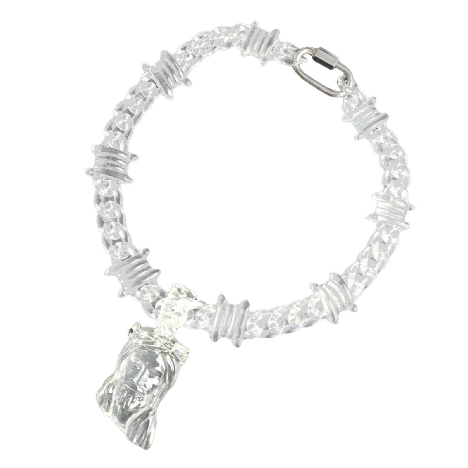 Collana girocollo in resina ovale vintage con clip esagerata con disegni ovali per feste e riunioni
