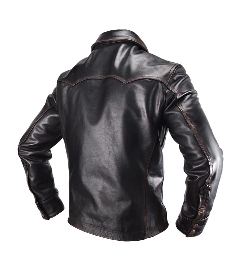 Men's Leather Biker Jacket | Brown Made in USA Leather Jacket Shirt, Leather Jacket Men | Leather Biker Jacket4