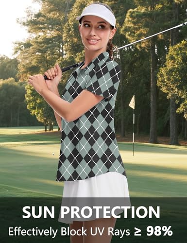 Image of LOMON Womens Golf Polo Shirts Summer Short Sleeve 1 /4 Zip Tops Moisture Wicking Casual Tennis Activewear with Pockets