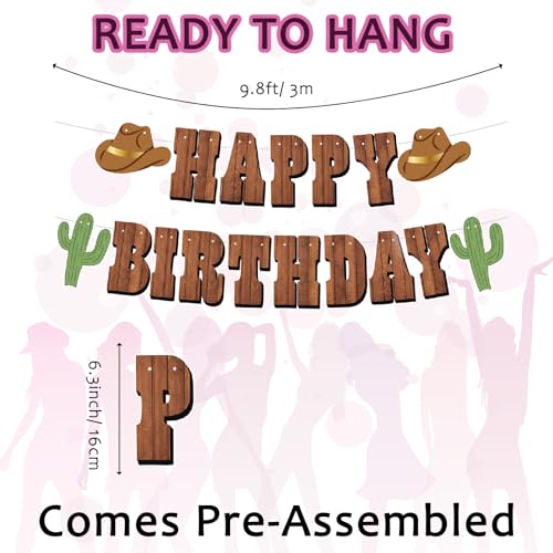 Image of Western Party Decorations, Pre-Strung Western Birthday Banner,Cowboy Birthday Party Decorations, Rodeo Birthday Decorations,Western Birthday Party Decorations and Hanging Swirls, Cowboy Party Decorations