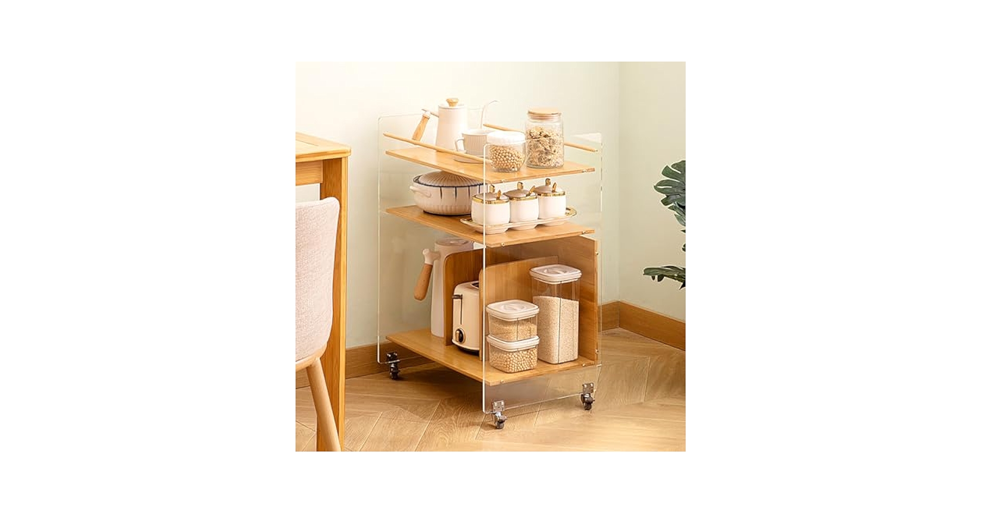 Amazon.co.jp: ADOSSY キッチンラック キッチンワゴン 収納
