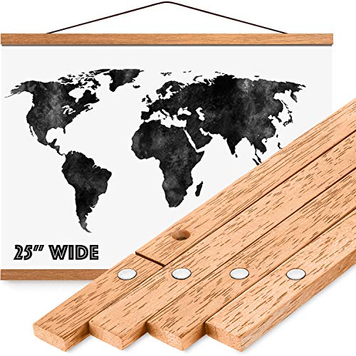 Magnetic Poster Hanger Frame 25" - Premium Quality Wood, Extra Strong Magnets, Quick