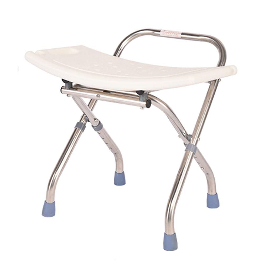 Banco de Asiento de baño Taburete De Ducha Ergonómico Silla de baño para discapacitados 4 Altura Ajustable Plegable Antideslizante Marco de Acero Inoxidable para Personas Mayores Discapacitado