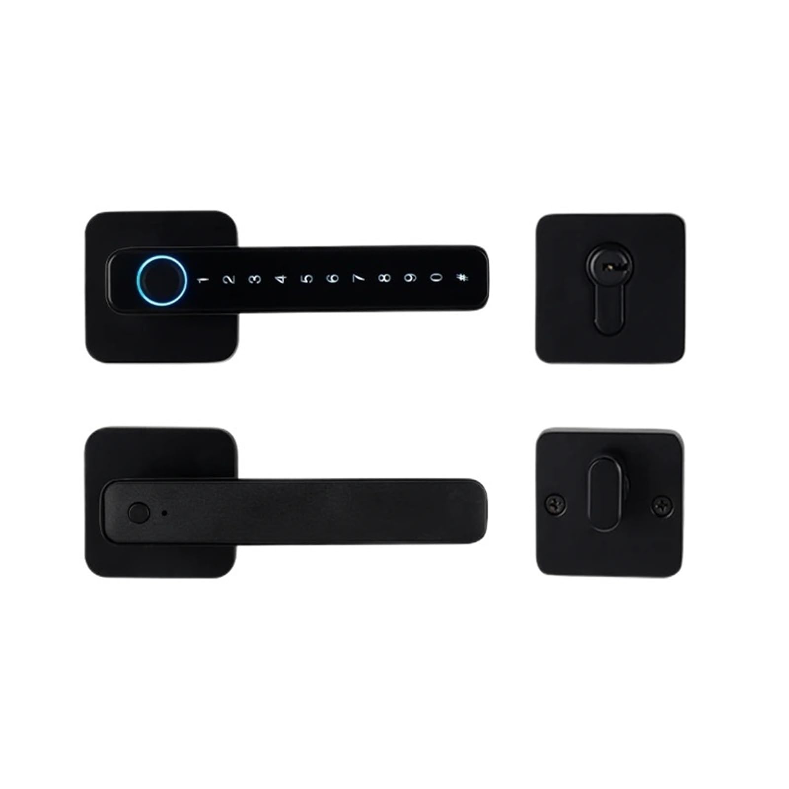 Cyfrowy Zamek Elektroniczny Skaner Linii Papilarnych Zamki Inteligentny Do Drzwi Biometryczny Klamki Tuya Smart Home Wysoki Poziom BezpieczeńStwa(Black with 4585)