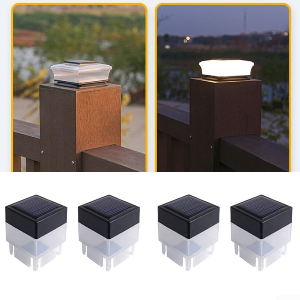 Lampade a LED a energia solare, impermeabili, per esterni, per recinzioni, scale, giardini, patio, vialetti per illuminazione, facili da installare, con tappo in ABS (luce bianca)