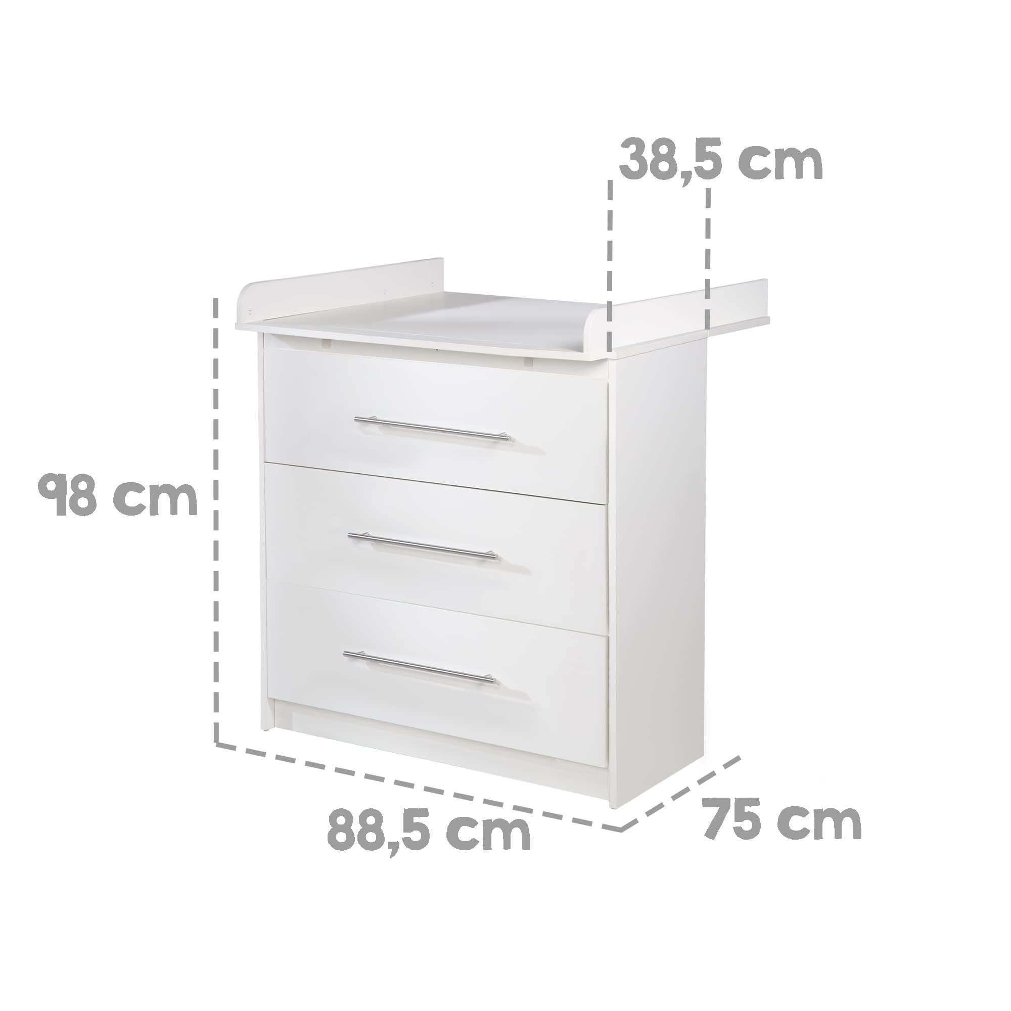 roba Set da camera Maren letto combinato 70 x 140 cm fasciatoio sottile armadio 3 ante bianco