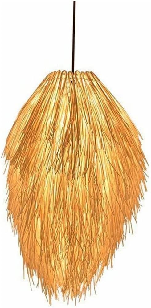 Generico LAUMZX Lampadario a sospensione in bambù europeo in rattan intrecciato a mano E27 Lampada a creativa a soffitto for ristorante Bar Sala da tè pranzo