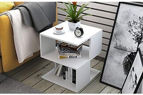 Creative Sofa Side Table Bedside Table End Side Coffee Table with Storage Shelf Living Room Bedroom Furniture(Black)