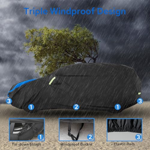Image of Avecrew Car Cover Custom Fit for Honda CRV, Waterproof All Weather Full Exterior Cover Rain Snow UV Protection Cover with Side Door Zipper Design