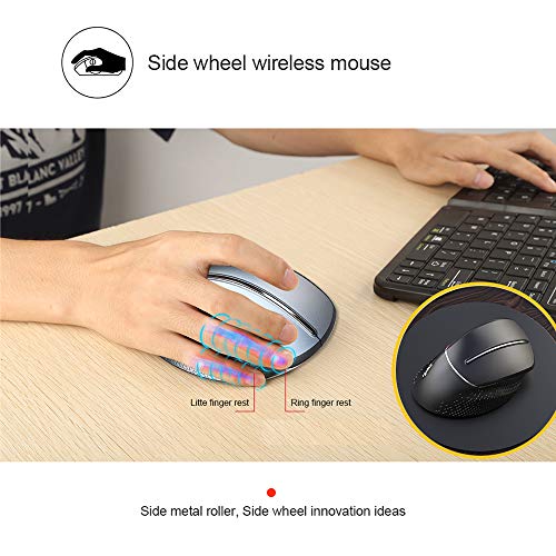 Andoer HXSJ T32 Mouse sem fio sem fio vertical sem fio de 2,4 GHz 6 teclas 3600DPI Mouse sem fio pro