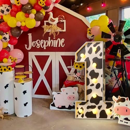 Image of Imprsv Cow Birthday Party Decorations, 3ft Marquee Numbers 1 Light Up Decor