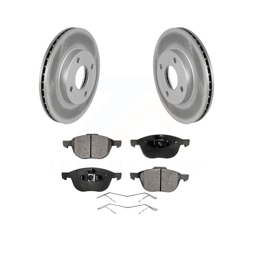 Transit Auto Front Coated Disc Brake Rotors And Ceramic Pads Kit Replacement For 2004 Ford Focus LX Mid High SE ZTS ZTW ZX3 ZX5 From 04 05 KGT-100082