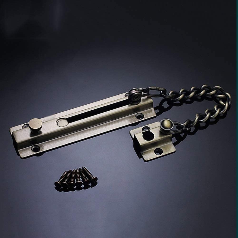 SFJSFIMQ Door Safety Chain, Latches Lock,Standard Security 304 Stainless Steel Anti-Theft Slide Bolt Latch Gate with Anti Theft
