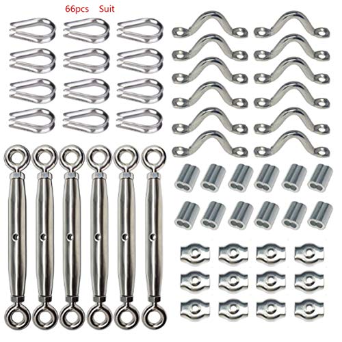 Kit de barandas de acero inoxidable Baranda de cable Accesorios de cuerda de alambre Cestas de aparejo de acero inoxidable - Plateado