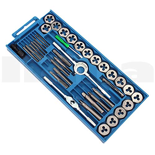 BSD Set di Maschi e Filiere Metriche 24 pezzi M3-M12 + 1/8” - Set di Maschi e Filiere HSS, Set di Maschi e Filiere per Filettatura Metrica