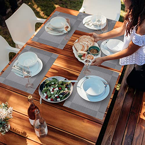 U'artlines Placemat, Crossweave Woven Vinyl Non-Slip Insulation Placemat Washable Table Mats (Grey, 4Pcs Placemats) #TOP7