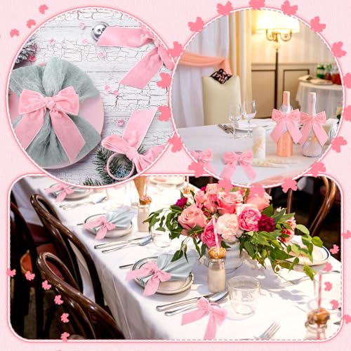 Maxdot Bow Napkin Rings Velvet Fall Thanksgiving Christmas Bow Tie Napkin Holder 4 x 4.9 Inch Serviette Buckles for Xmas Weddings Birthday Party Dinner Table Decoration and Daily Use(24 Pcs,Pink) - Cosy Home Interiors Maxdot Bow Napkin Rings Velvet Fall Thanksgiving Christmas Bow Tie Napkin Holder 4 x 4.9 Inch Serviette Buckles for Xmas Weddings Birthday Party Dinner Table Decoration and Daily Use(24 Pcs,Pink) - Image 5