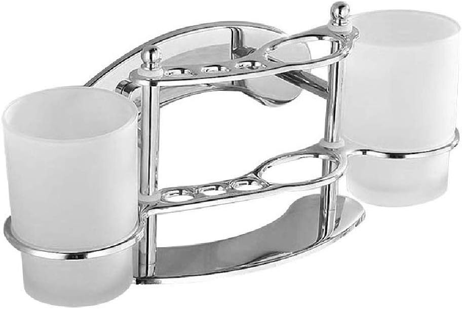 Metal Brushing Cup Holder-Stainless Steel Hanging Toothbrush Holder, Wall Set