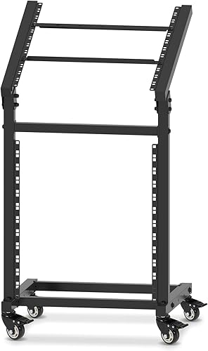 Soporte para mezclador de DJ 12U, soporte rodante, carrito de escenario, montaje en rack ajustable para cabina de estudio de música, gabinete de