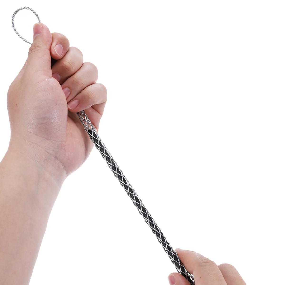 Kit di Calze con Impugnatura per tiraggio Cavi in Acciaio zincato Antiscivolo, Set di impugnature e Lacci per tiraggio Cavi con Corda Flessibile a Maglie Rosse