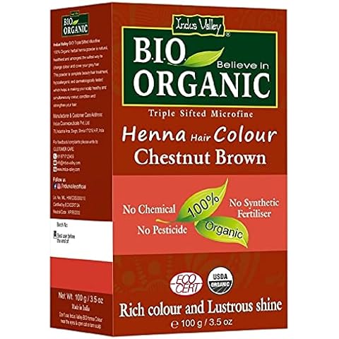 Henna Hair Dye 100% Bio Organic Triple Sifted Microfine Powder (Chestnut Brown) Cover