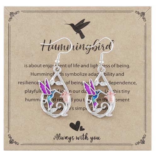Hummingbird Earrings for Women Purple Hummingbird Dangle Memorial Jewelry Mothers Day Gifts