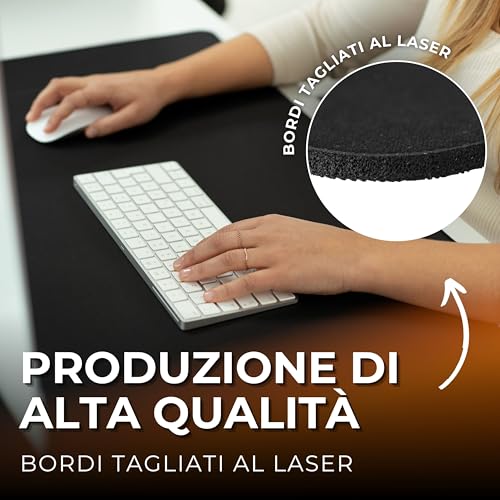 Tappetino Mouse 32 x 27 cm medio, nero, Bordo tagliato al laser, Durevoli, antiscivolo e silenzioso, gioco, ufficio, casa, lavabile, arrotolabile, Tappetini per il Gaming Mousepad - Mousepad - Immagine 1