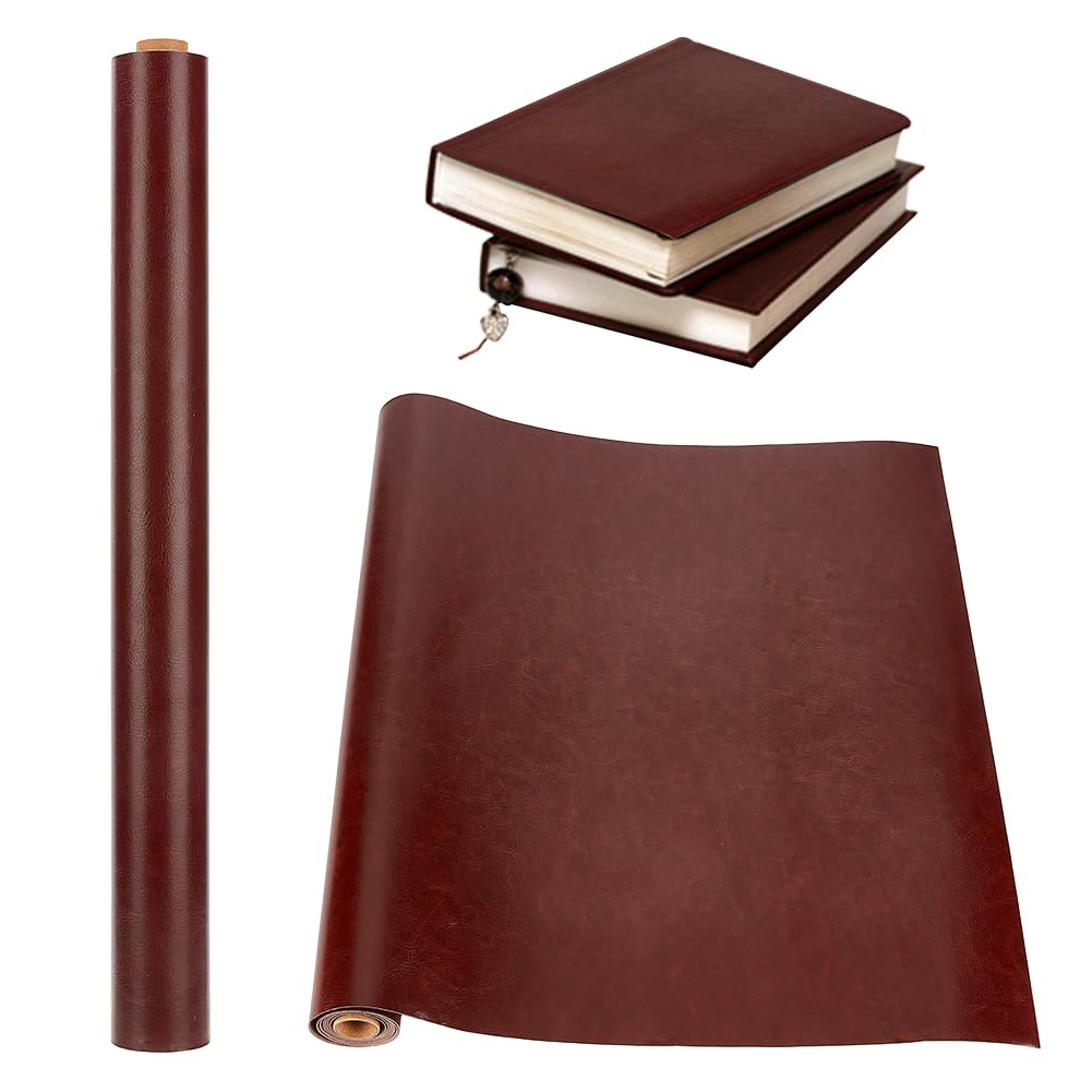 OLYCRAFT Coconut Brown Leather Book Binding Cloth - 120x43cm, 0.7mm Thick Cover for Gift Box Making and DIY Crafts