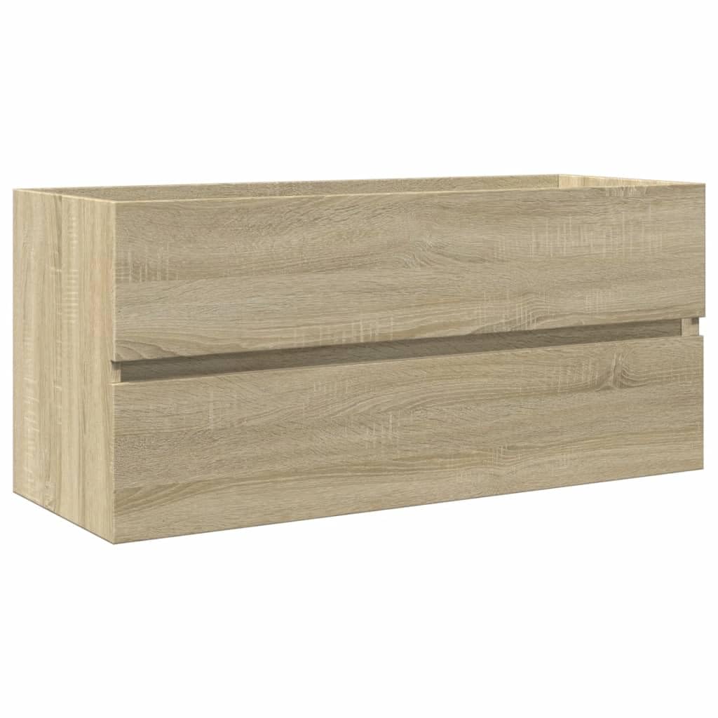 2-częściowy zestaw mebli łazienkowych z ceramiki i materiału drewnopochodnego z szafką pod umywalkę w kolorze dębu sonoma, oszczędność miejsca, wiszące, z dużą ilością miejsca do