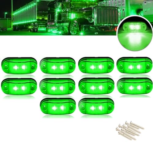 PolarLander 24v 12v 10 Uds. Luz Led de posición Lateral para Coches, Camiones, remolques, lámpara de liquidación, Luces para Remolque, Barco, camión, Furgoneta, Verde