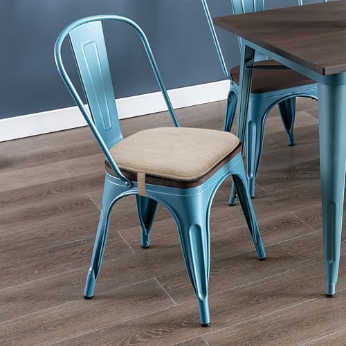 Image of baibu Set of 2 Memory Foam Dual-Layer Design Metal Dining Chair Pads Bar Stool Cushion with Ties for Metal Chairs or Bar Stools - 2 Cushions Only (Beige, 14 inch (35cm) 2PC)