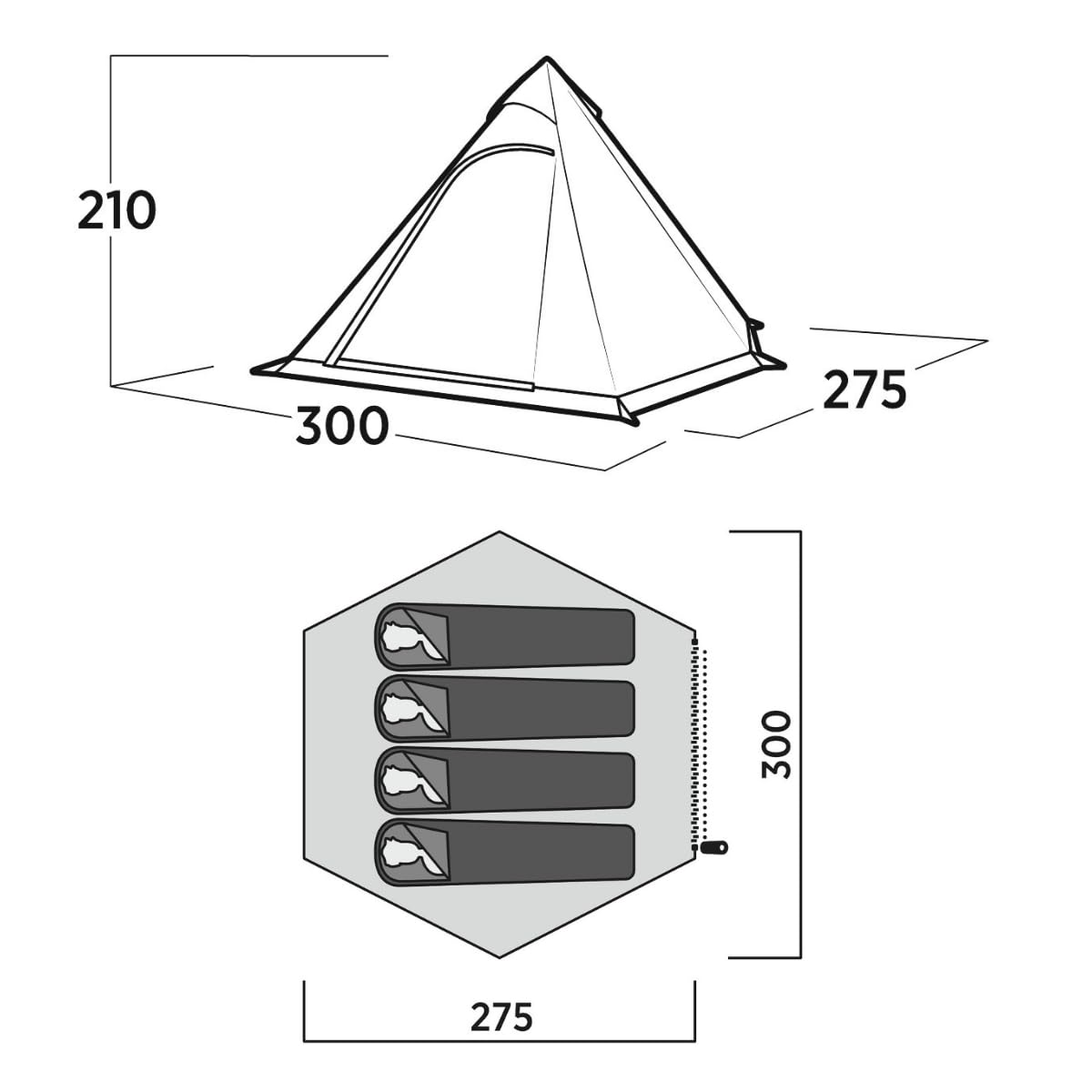 Easy Camp Otra Tenda Tippata per 4 Persone, 300 x 275 cm, Marrone
