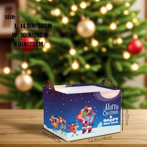 Image of Empty Large Christmas Basket for Gifts Women Collapsible Storage Bin Kids Toy Box Holiday Decor (Santa Claus Gift)