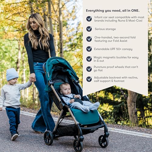 Colugo The One Stroller - Lightweight Easy Fold Compact Toddler and Baby Stroller for Travel, Large Storage Basket, One Hand Fold, Includes Raincover, Bumper Bar, Cupholder (Cool Grey)