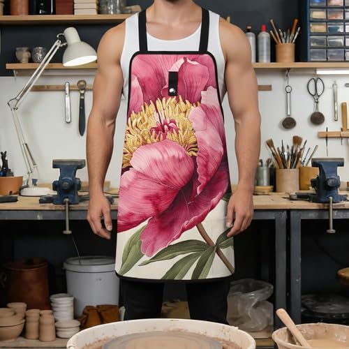 Delantal entero con bolsillos Flower Peony Dark Peach miniatura 4