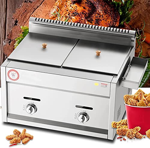 Große Kapazität, kommerzielle Gas-Fritteuse, Gewürztrog und 2 Frittierkörbe, Edelstahl, LPG-Fritteuse für Chips, leicht zu reinigen – Bild 8